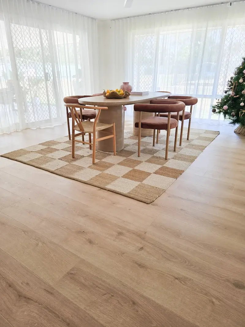 DIning table in wooden look interior design