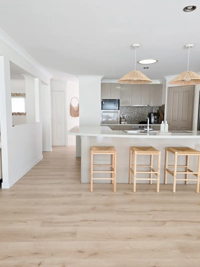 Kitchen with laminate flooring in modern home