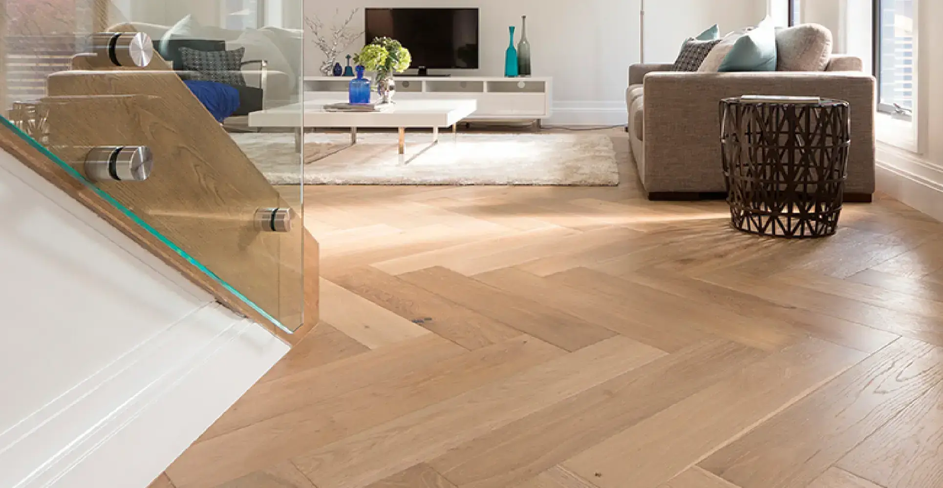 Living room with stairs